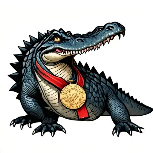 Evil Crocodile With A Medal