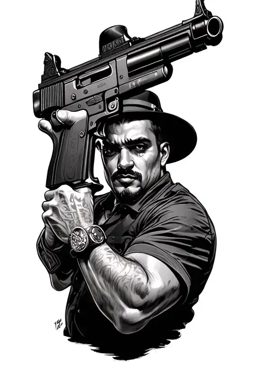 Payo Donal Mafioso With Submachine Gun Machine Gun