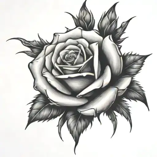 Hand Holding A Rose With Thorns