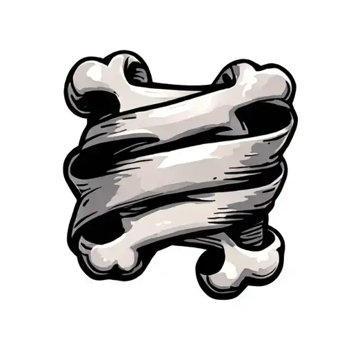 Dog Bone With Banner Ribbon Wrapped Loosely