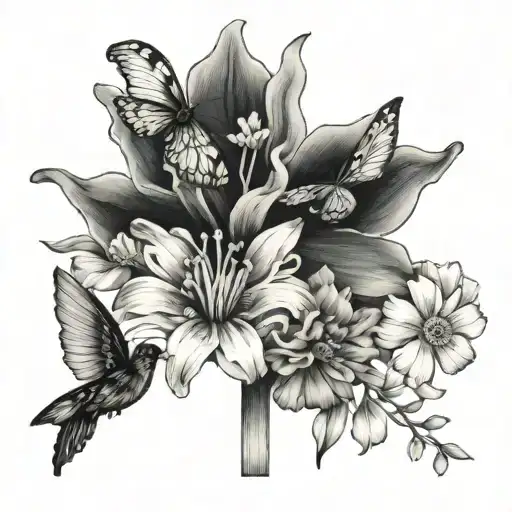 Cross 2 Daisy 1 Carnation 1 Daffodil Yhwh In Cross Butterflies