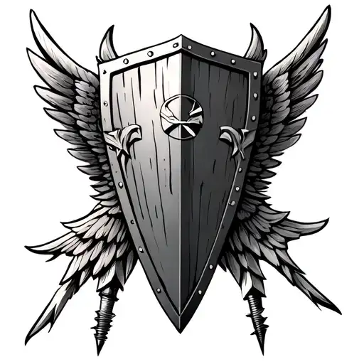 Roman Shield With Wings And Bolt Symbol