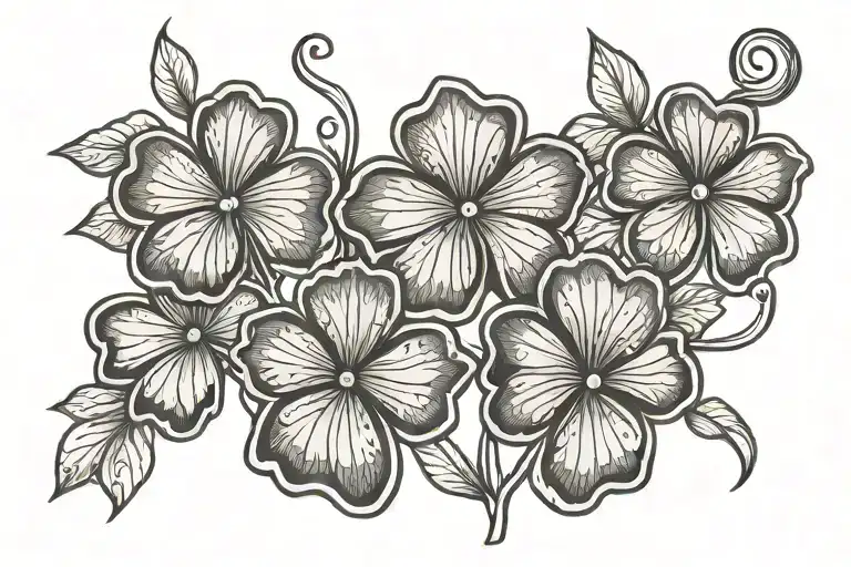 Clover Leaf With Flowers American Traditional Tattoo Design