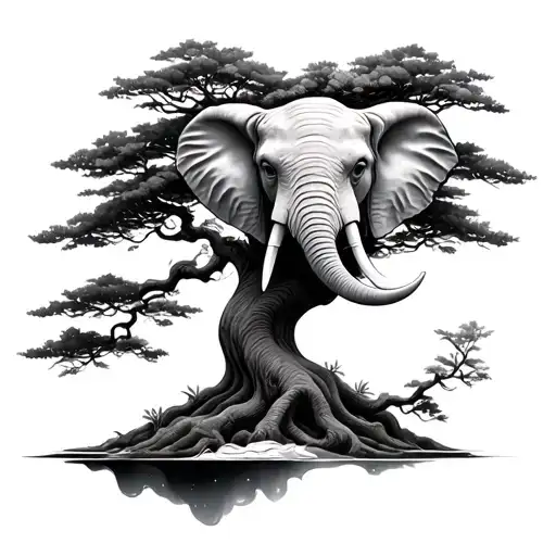 Bonsai Tree With Elephant Head Emerging