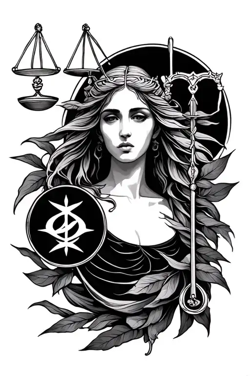 Libra Zodiac Sign Incorporated Fine Line
