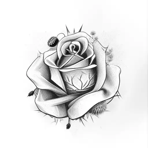 Cancer Awareness Ribbon Wrapped With Black Roses And Scottish Thistles