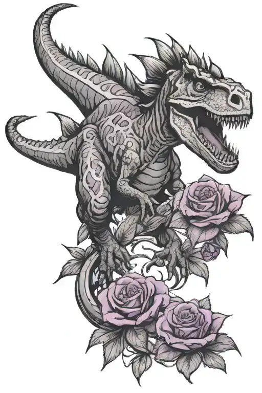 Horror Dinosaurs Black Roses Purple Tarot