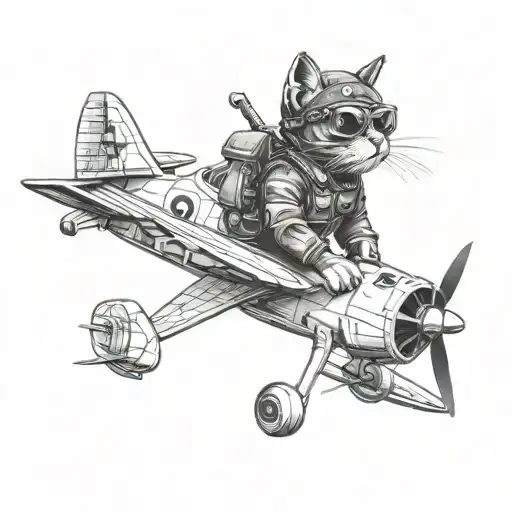 Cat Pilot Flying A Plane