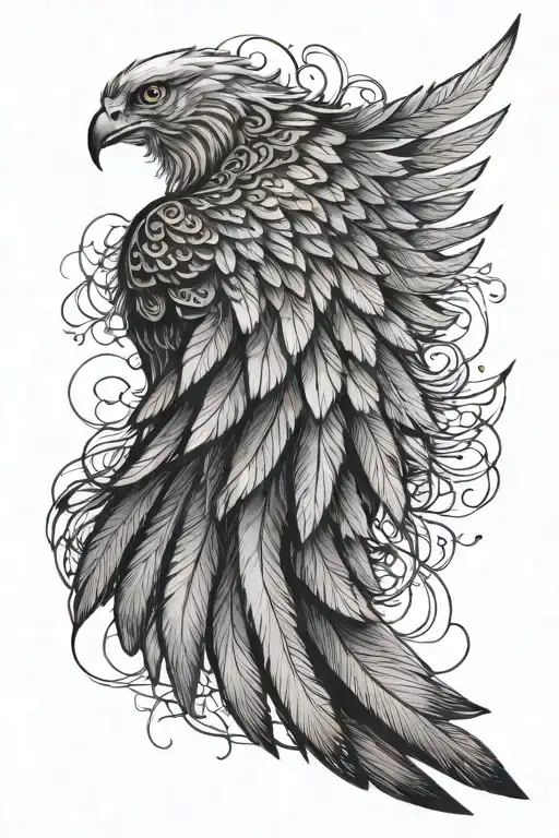A Detailed Realistic Wing In A Charcoal Style