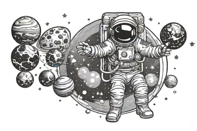 Astronaut Surrounded By Disco Ball Planets