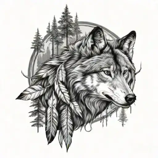 Wolf Native American Forest