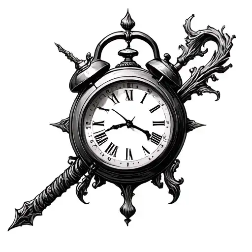 Harry Potter With Time Clock With Wand Horizontal Not Bold