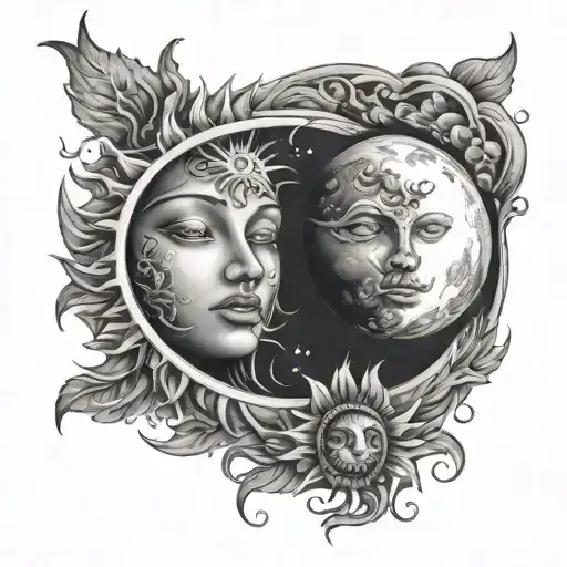 Realistic Sun And Moon Merging Together