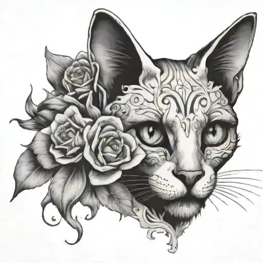 Flower And Skull Cat