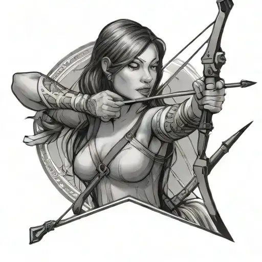 Archery Girl Shooting Arrow Simple