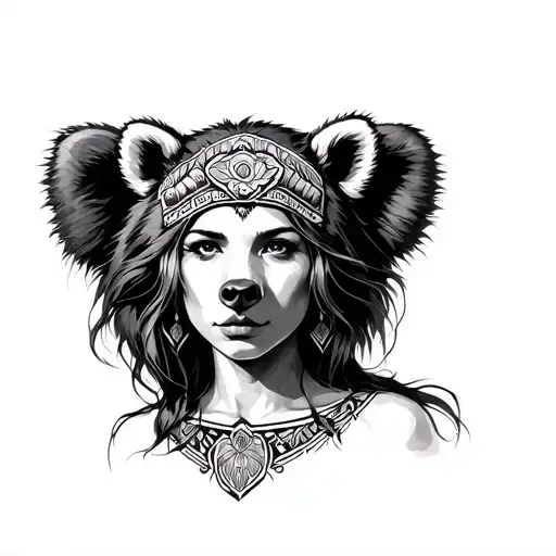 Woman With Bear Headdress