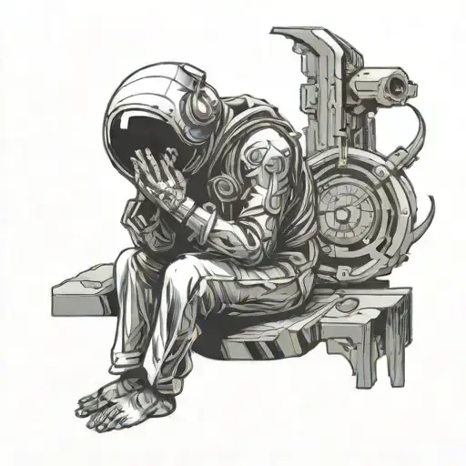 Space And Computer Chip And Peaceful Zen Christian Praying