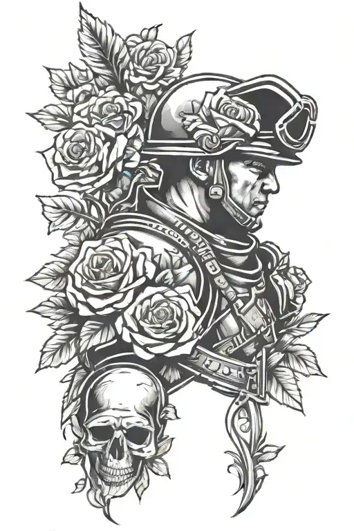 A Powerful Army Soldier Silhouette With A Halo Of Roses And A Crown