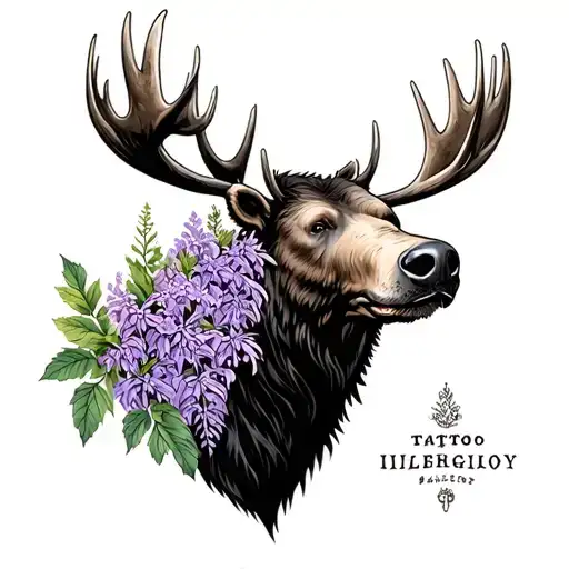 Moose Bear Lilacs Intertwined