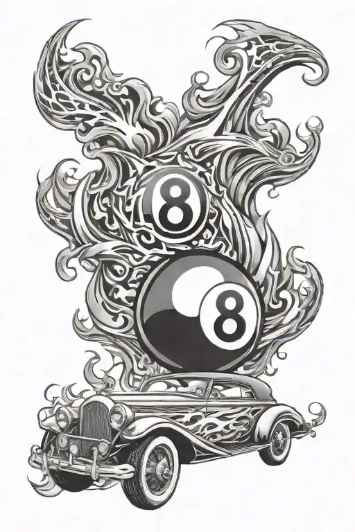 8 Ball Car Flame