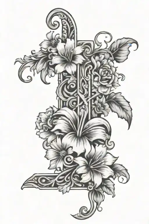 The Word Gemini Vertical With Flowers Around