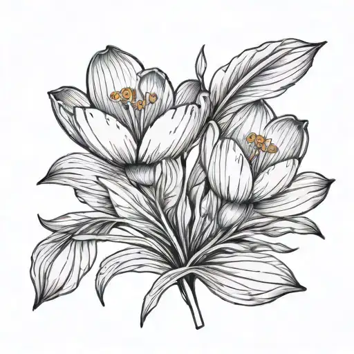 Closed Crocus And Lines Background