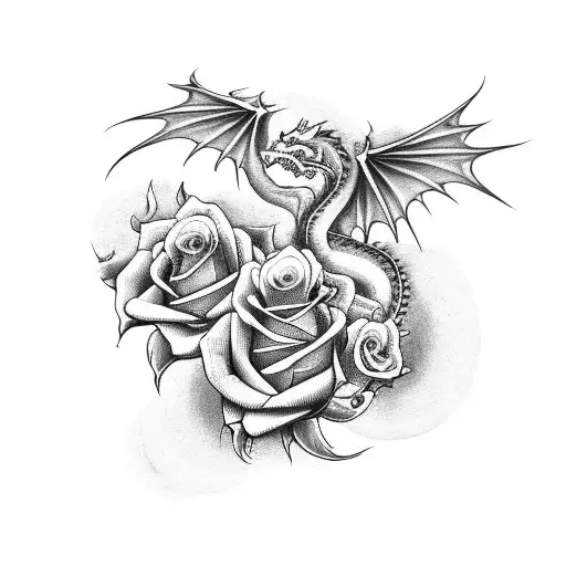 Dragon Quarter Sleeve With Roses