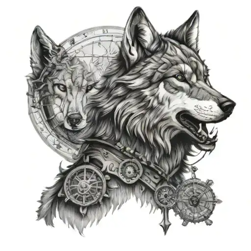 Warrior With Compass Wolf Eyes And Forest