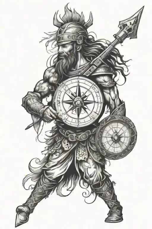 Warrior With Compass And Forest