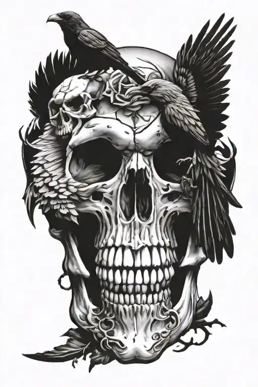 Skull And Crow Skull