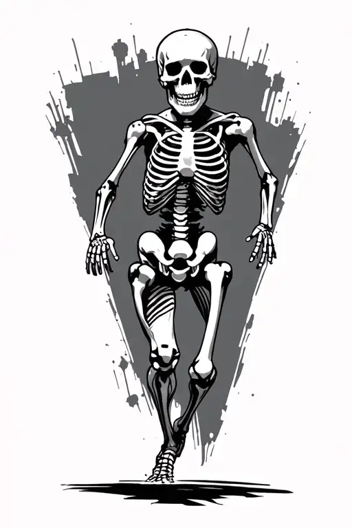 Cartpon Skeleton Running A Fun Run
