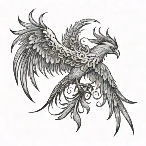 A Phoenix With A Sun On The Back Ground