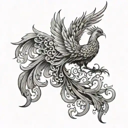 A Phoenix With A Sun On The Back Ground