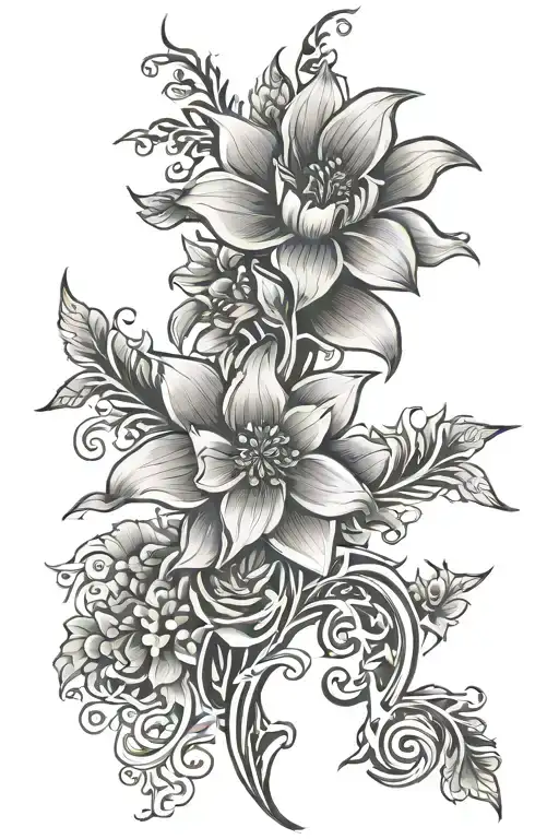 Floral Spine Tattoo With Arabic Calligraphy Inlay Down The Spine