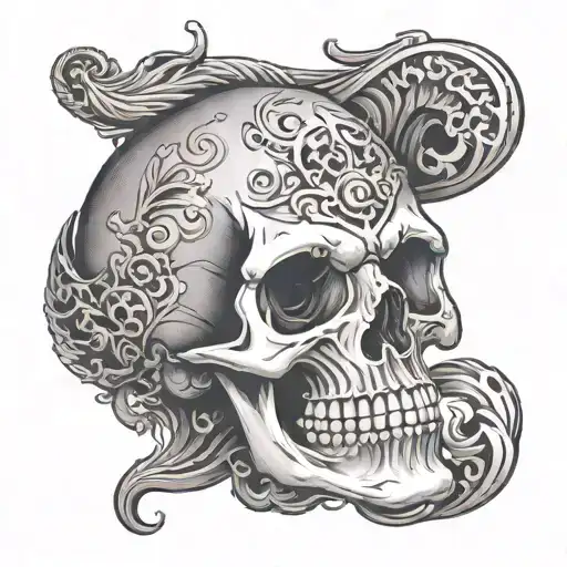 Skull On Elbow Open Mouth Voluminous