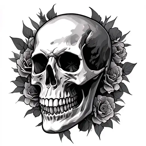 Skull Face Sleeve Tattoo Design