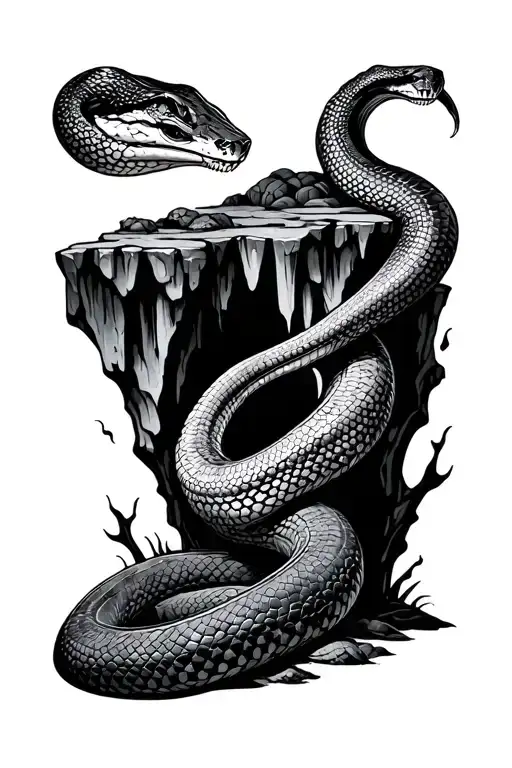 Snake And Cave Surrounded