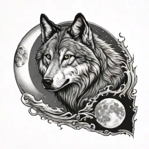 Wolf And Moon
