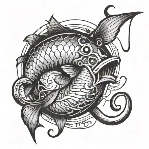 Simple Fishing Hook Tattoo Design