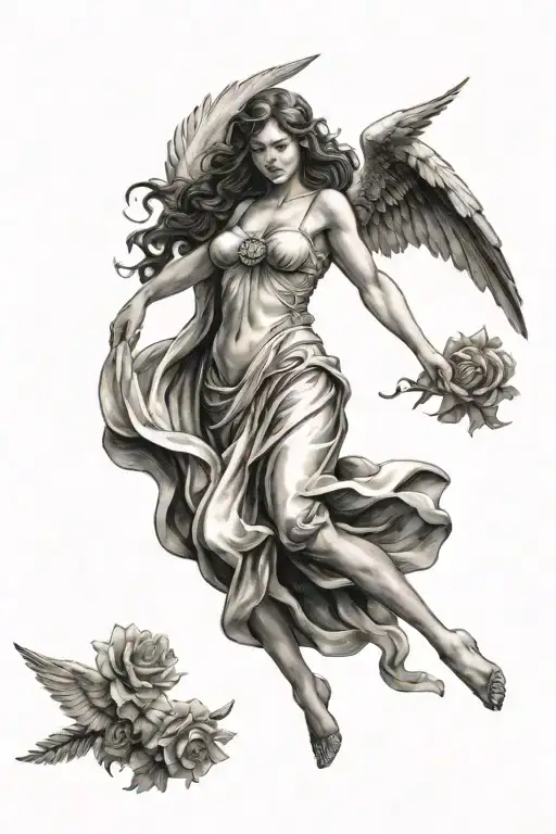 Angel Saving Me From Losing Myself Black And White