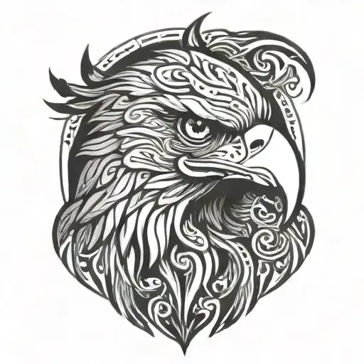 Tribal Style Eagle Head Looking Worward With No Eyes