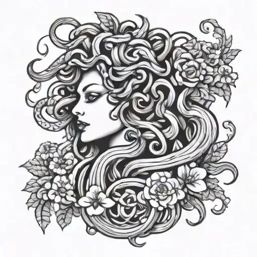 Medusa Head With Flowers