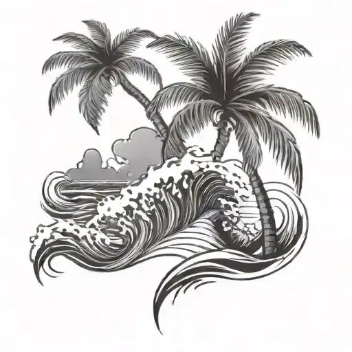 Palm Tree With Wave