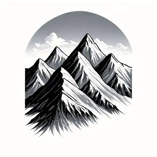 Mountain Range With A Winding