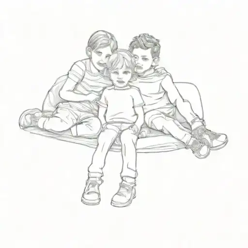 Three Children Sitting On A Couch