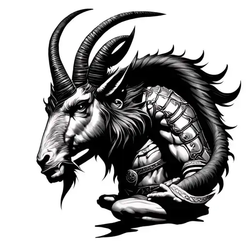 Capricorn And Samurai Warrior Meditating