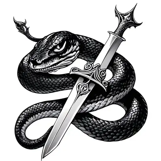 Feminen Snake With A Sword