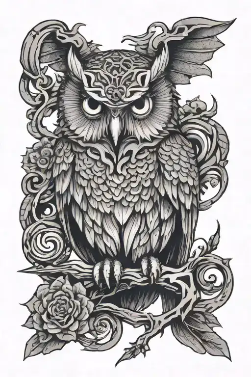 Owl Connected To Dragon