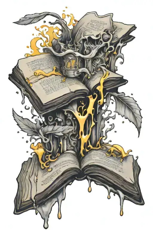 Open Book With Water Color Yellow Riddle Coming Out