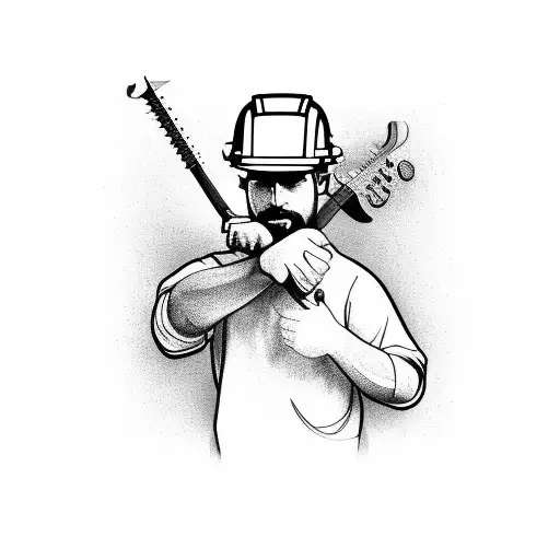 Construction Worker Playing A Guitar